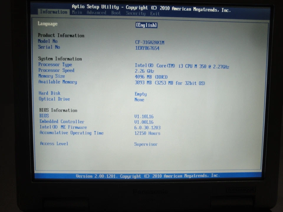 Panasonic Toughbook CF-31 Intel Core i3 2,26 GHz 4 GB de RAM Foto 3 de 4