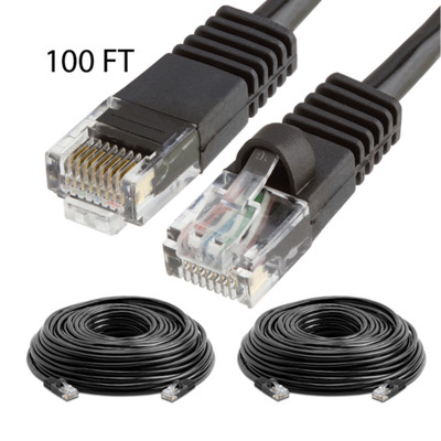 2x 100FT CAT5e Cable Ethernet Lan Network CAT5 RJ45 Patch Cord Internet Black