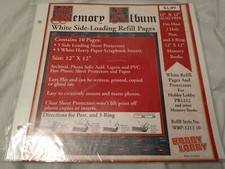 Hobby Lobby Memory Album White Side Loading Refill Pages  Protectors 12x12