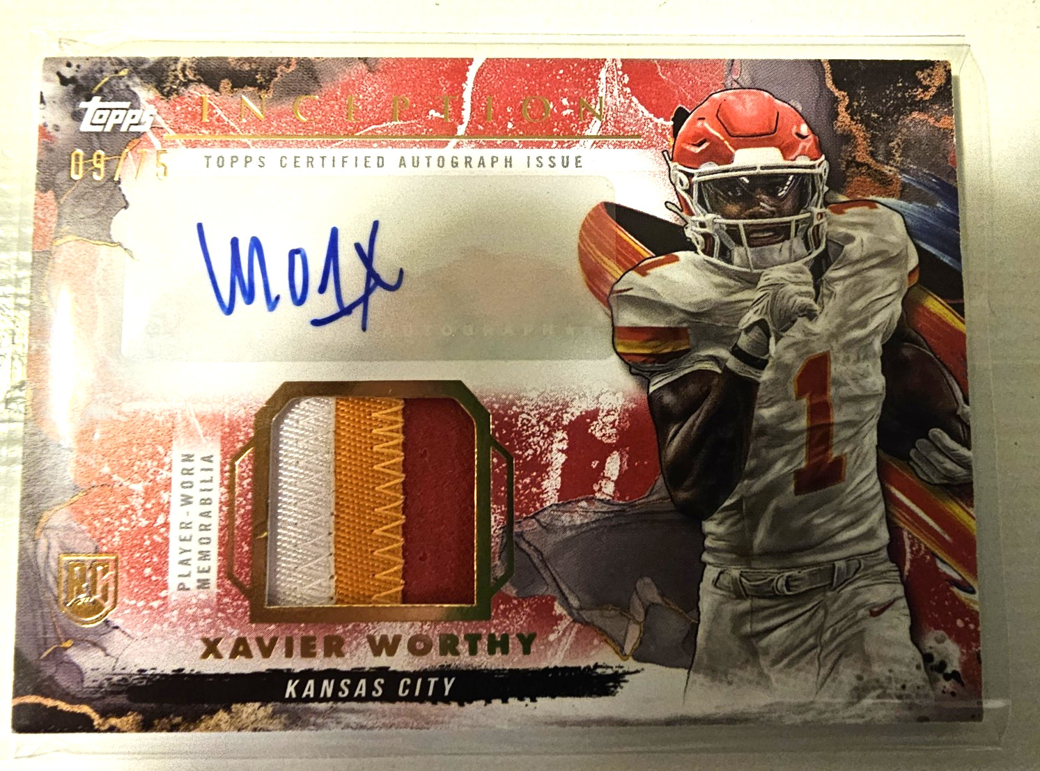 2024 Topps Inception Xavier Worthy Provenance RED Game Worn  RPA /75 Color Match