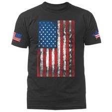 Large Vertical US Flag USA American Pride Patriot Patriotic Graphic T-shirt