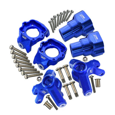GPM Aluminum Combo Set D (Front C-Hubs + Front & Rear Knuckle Arms) Blue for LMT