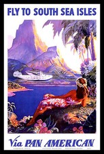 Caribbean Clipper Pan Am Airline Magnetic Travel Poster Fridge Magnet 6x8 Large