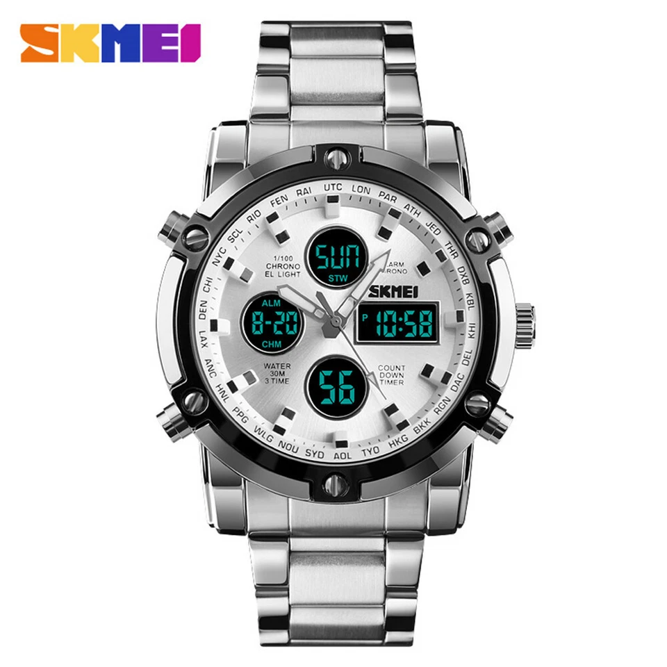 SKMEI Men Quartz Watch LED Digital Steel Wristwatch Casual Business Male Watches - Image 2 of 4