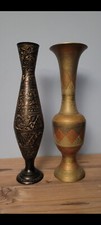 COUPLE INDIAN BRONZE VASES 36x8, 36x10 cm.