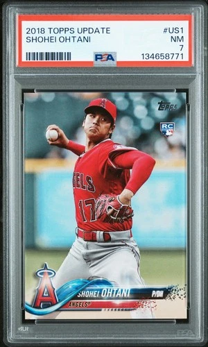 Shohei Ohtani 2018 Topps Update Series #US1 RC Rookie (Red Jersey) PSA 7 NM