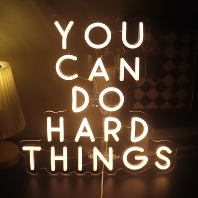 You Can Do Hard Things Wall Hanging Neon Sign, Positive Quotes Decorative Neo...