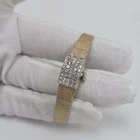 Pedre Art Deco Peekaboo Rhinestone Gold Tone Bracelet Ladies Dress Watch Dainty