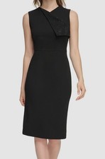 Calvin Klein Women's Black Foldover Neck Sheath Dress Size 2