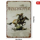 Winchester Hunting Tin Metal Signs- Vintage Western Wall Decor with Cowboy & Wil