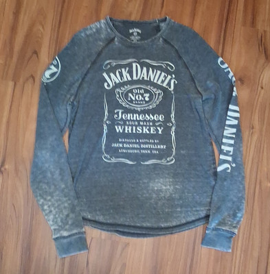Jack Daniel's Lucky Brand Men's Gray Graphic Logo Crewneck Pullover Sweatshirt M
