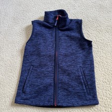 Lands End Kids Navy Heather Full Zip Front Fleece Lightweight Vest Small