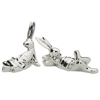 Deko Hasen Paar Hasenjunge & HasenmäDchen Porzellan 2Tlg Hasenfiguren Set Ostern