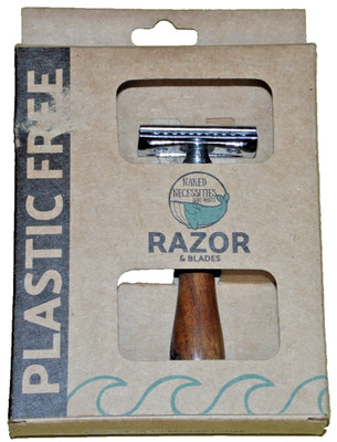 THE NAKED SHAVE NEEDITIES NATURHOLZ RASIERER + 5 KLINGEN PLASTIKFREI 4 HIM HER