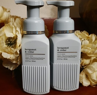 White Barn Bath & Body Works BERGAMOT & CEDAR Gentle Foaming Hand Soap Lot Of 2