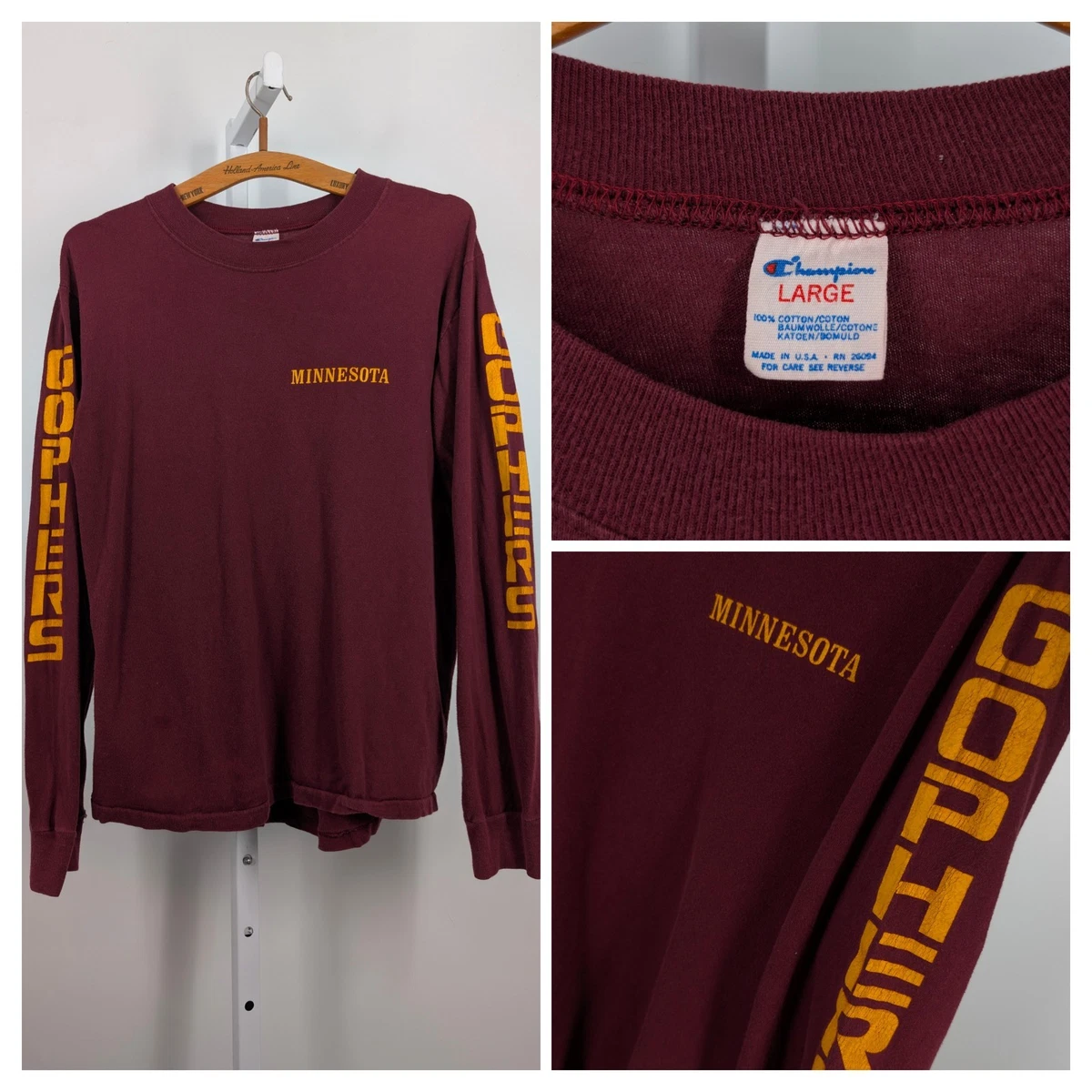 Preços baixos em Manga Comprida Champion Camisetas Vintage década