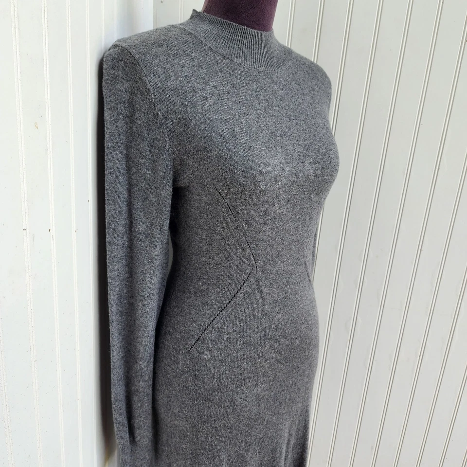 H&M Women's Thin Knit Sweater Dress  Charcoal Gray Long Sleeve Wool Blend Sz  XS - Image 4 of 4
