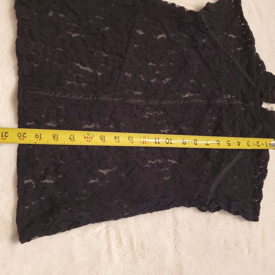 Nicole Miller Y2K Black Lace High neck Sheer Whimsy Goth Grunge Top Blouse Sz XS - Image 4 of 4