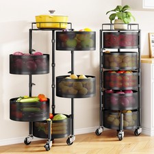 Fruit and Vegetable Basket Bowls for Kitchen with Metal Top Lid, 5 Tier Rotat...