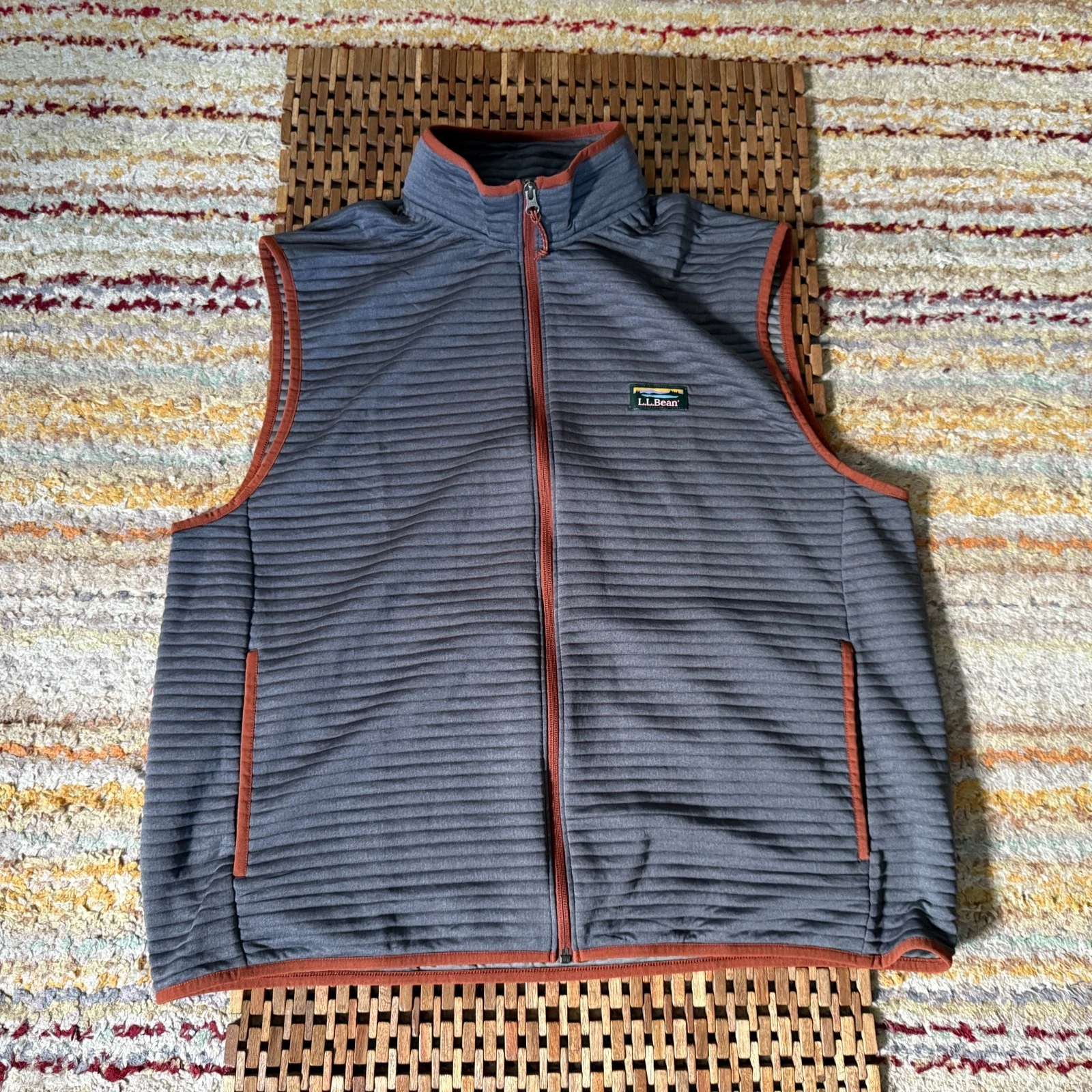 L.L. Bean Ultralight Tech Fleece Vest Grey Full Zip Men's Size XL