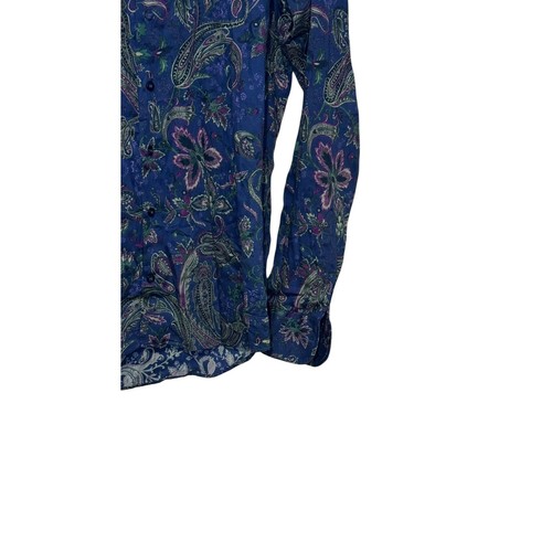 ETRO Camicia Uomo Abito Vintage Manica Lunga Floreale Stampa Paisley Bottoni Taglia 39 - Foto 2 di 9