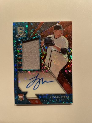 2020 Spectra - Logan Webb #123 - Blue Disco AUTO PATCH /99 - ROOKIE RC