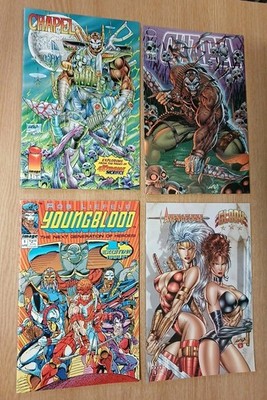Four Rob Liefeld Comics, Chapel #1 & 2, Youngblood #1, Avengelyne/Glory #1