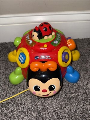Vtech Crazy Legs Learning Bugs Ladybug Interactive Pull Toy Music Lights Up (D)