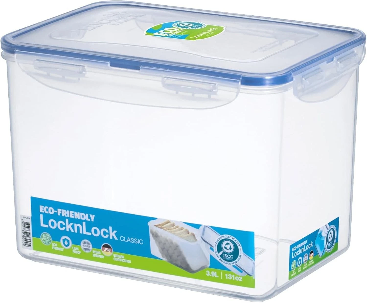 LocknLock Rectangular 3.9L Airtight Food Storage Container Clear Plastic BPA
