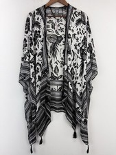 Vince Camuto One Size Women s Black White Bird Floral Tassel Kimono Wrap NWT