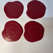 MAKER'S MARK S IV Bar Coaster Set  of Four Red Silicon Whiskey Drinks Cocktails