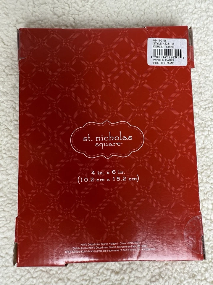 Cabaña de invierno cuadrada de San Nicolás 4x6 marco de fotos de Navidad diseño de acebo Foto 2 de 4