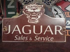 VINTAGE JAGUAR LUXURY AUTOMOBILE MOTORS PORCELAIN METAL SIGN