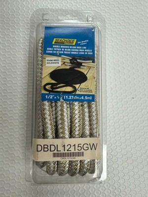 Sea Dog Gold & White Double Braid Nylon Dock Line 1/2 '' x 15''