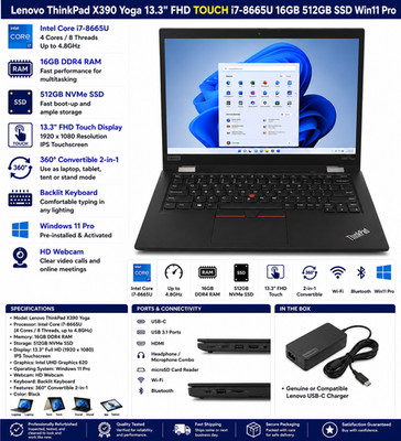 Lenovo ThinkPad X390 Yoga 13.3'' FHD Touch i7-8665U 16GB 512GB SSD Win11 Pro