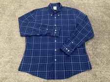 Men's Brooks Brothers Regent Fit Long Sleeve Shirt Blue Plaid Size Large