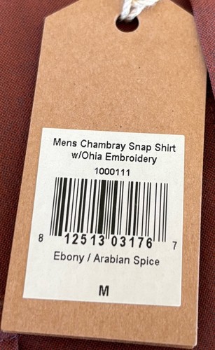 Western Aloha Chambray Shirt Mens Medium Arabian Spice, Ebony Snap, Ohia - Picture 3 of 3