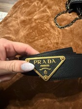 PRADA Black Saffiano Leather Belt