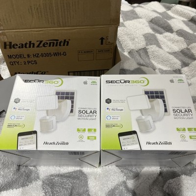 Lot of 2 - HeathZenith Secur360 App Connected Solar LED Security Motion Light