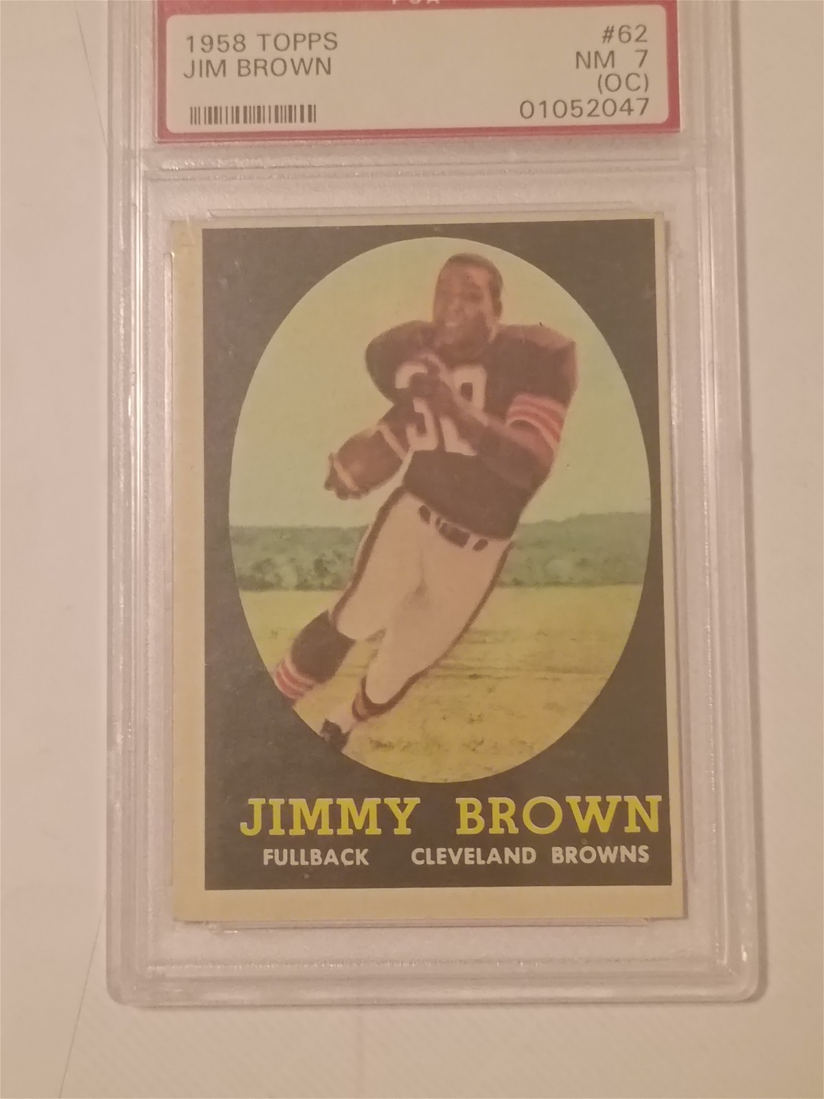 1958 Topps Football #62 Jimmy Brown RC, PSA 7 NM OC ! GREEN PIRATE CARDS, 🤢💚🦜 view 2
