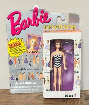 1995 Barbie Brunette Keychain 1959 Swimsuit Doll Miniature Basic Fun #700-0 NIB