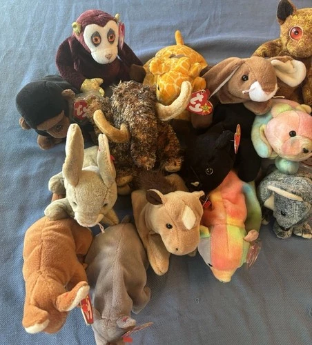 Ty Beanie Babies VTG Lot Of 14 Monkey Koala Bear Giraffe
