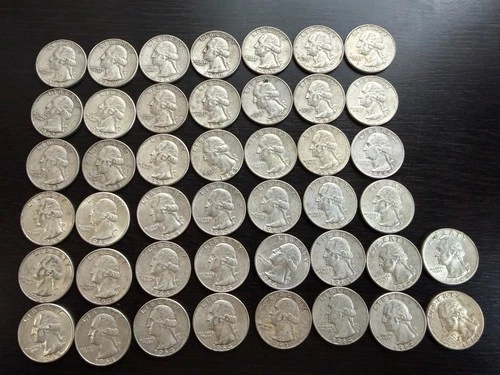 42 Lot 1960s Washington Quarter Coins 90% Silver Good to Excellent+ Condition