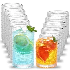 Moretoes 12pc Hobnail Highball 12oz & Cocktail 10oz Glassware Set - Clear
