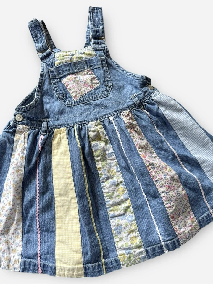 Falda vaquera vintage años 90 BabyGAP retazos cottagecore talla 18-24 m Foto 2 de 3