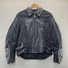 Hein Gericke Echt Leder Black Leather Padded Motorcycle Jacket Womens 10 VTG Y2K