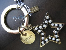 NWT COACH PEARL STAR KEY FOB KEYRING KEYCHAIN 62571