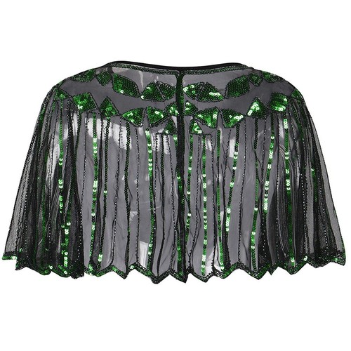 Women's Evening Cape 1920s Shawl Beaded Sequins Decor Bolero Flapper Cover up - Picture 19 of 37