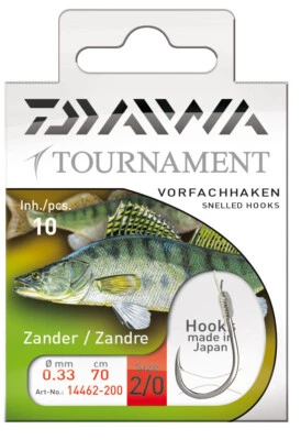 DAIWA Tournament Zanderhaken, Vorfachhaken, gebundene Haken, Angelhaken, Top
