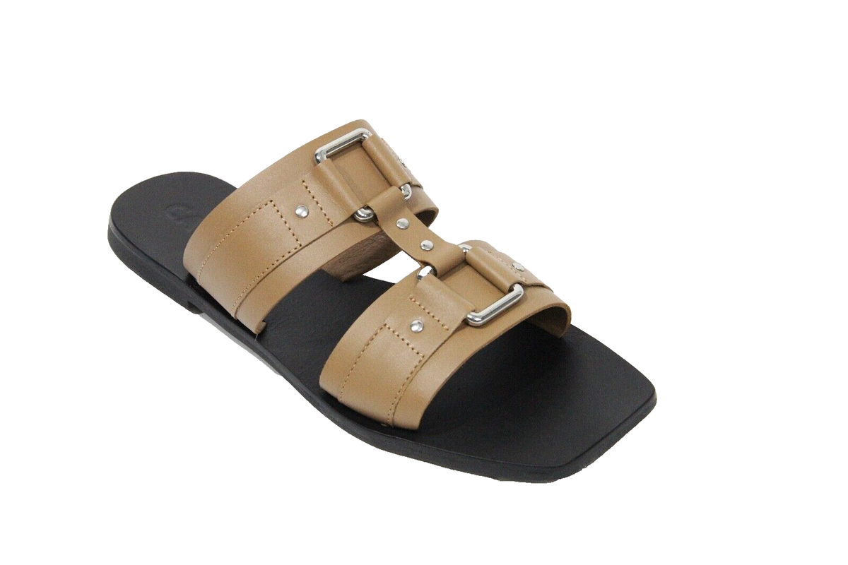 Caverley Cass Leather Slides New Women Square Toe Sandals Eu 40